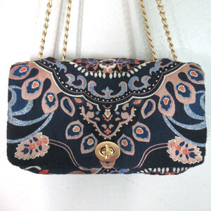 CLASSIC Chicos Gold Accent Tapestry Handbag Purse GORGEOUS Crossbody Vintage
